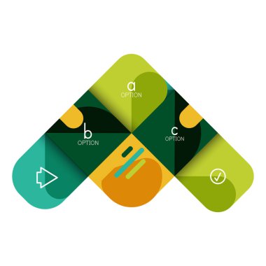 Infographics seçeneği ve adım adım içinde yuvarlak kareler, grafik, grafik, diyagram seçenekleri, parçalar, süreçleri ile unsuru