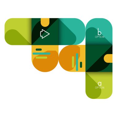 Infographics seçeneği ve adım adım içinde yuvarlak kareler, grafik, grafik, diyagram seçenekleri, parçalar, süreçleri ile unsuru