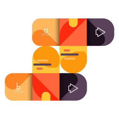 Infographics seçeneği ve adım adım içinde yuvarlak kareler, grafik, grafik, diyagram seçenekleri, parçalar, süreçleri ile unsuru