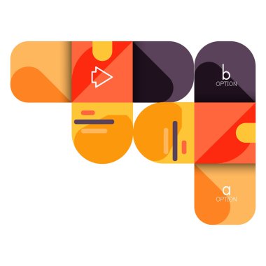 Infographics seçeneği ve adım adım içinde yuvarlak kareler, grafik, grafik, diyagram seçenekleri, parçalar, süreçleri ile unsuru