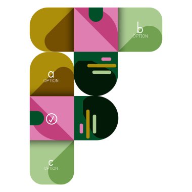 Infographics seçeneği ve adım adım içinde yuvarlak kareler, grafik, grafik, diyagram seçenekleri, parçalar, süreçleri ile unsuru