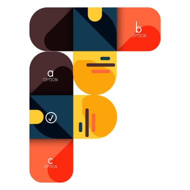 Infographics seçeneği ve adım adım içinde yuvarlak kareler, grafik, grafik, diyagram seçenekleri, parçalar, süreçleri ile unsuru