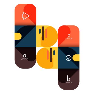 Infographics seçeneği ve adım adım içinde yuvarlak kareler, grafik, grafik, diyagram seçenekleri, parçalar, süreçleri ile unsuru