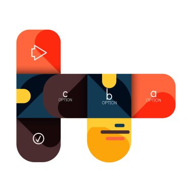 Infographics seçeneği ve adım adım içinde yuvarlak kareler, grafik, grafik, diyagram seçenekleri, parçalar, süreçleri ile unsuru