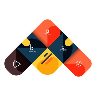 Infographics seçeneği ve adım adım içinde yuvarlak kareler, grafik, grafik, diyagram seçenekleri, parçalar, süreçleri ile unsuru