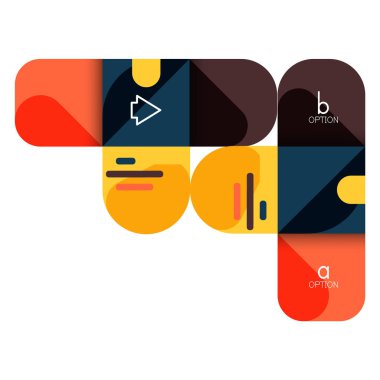 Infographics seçeneği ve adım adım içinde yuvarlak kareler, grafik, grafik, diyagram seçenekleri, parçalar, süreçleri ile unsuru