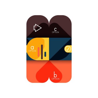 Infographics seçeneği ve adım adım içinde yuvarlak kareler, grafik, grafik, diyagram seçenekleri, parçalar, süreçleri ile unsuru