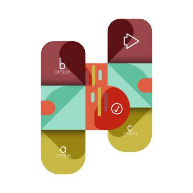 Infographics seçeneği ve adım adım içinde yuvarlak kareler, grafik, grafik, diyagram seçenekleri, parçalar, süreçleri ile unsuru