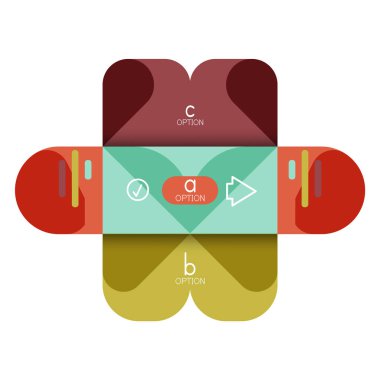 Infographics seçeneği ve adım adım içinde yuvarlak kareler, grafik, grafik, diyagram seçenekleri, parçalar, süreçleri ile unsuru