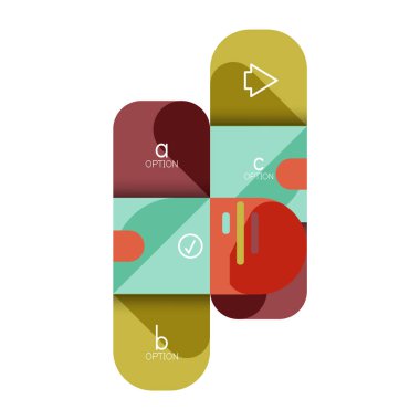 Infographics seçeneği ve adım adım içinde yuvarlak kareler, grafik, grafik, diyagram seçenekleri, parçalar, süreçleri ile unsuru