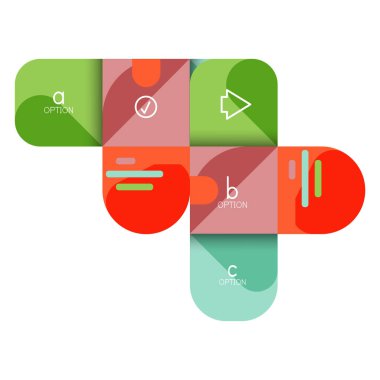 Infographics seçeneği ve adım adım içinde yuvarlak kareler, grafik, grafik, diyagram seçenekleri, parçalar, süreçleri ile unsuru