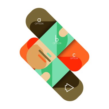 Infographics seçeneği ve adım adım içinde yuvarlak kareler, grafik, grafik, diyagram seçenekleri, parçalar, süreçleri ile unsuru