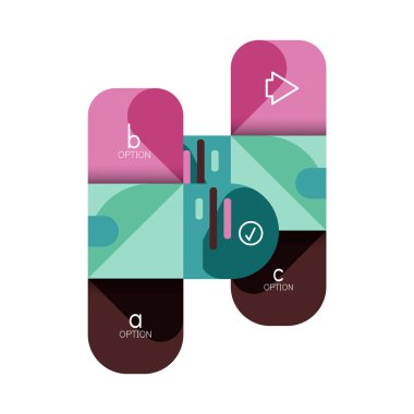 Infographics seçeneği ve adım adım içinde yuvarlak kareler, grafik, grafik, diyagram seçenekleri, parçalar, süreçleri ile unsuru