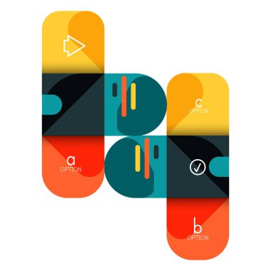 Infographics seçeneği ve adım adım içinde yuvarlak kareler, grafik, grafik, diyagram seçenekleri, parçalar, süreçleri ile unsuru