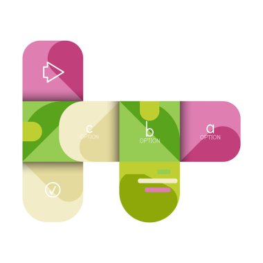 Infographics seçeneği ve adım adım içinde yuvarlak kareler, grafik, grafik, diyagram seçenekleri, parçalar, süreçleri ile unsuru