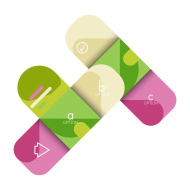 Infographics seçeneği ve adım adım içinde yuvarlak kareler, grafik, grafik, diyagram seçenekleri, parçalar, süreçleri ile unsuru