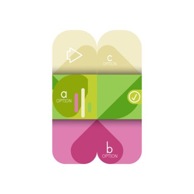 Infographics seçeneği ve adım adım içinde yuvarlak kareler, grafik, grafik, diyagram seçenekleri, parçalar, süreçleri ile unsuru. Sunuyu veya web bilgi ekranı için vektör iş şablonu