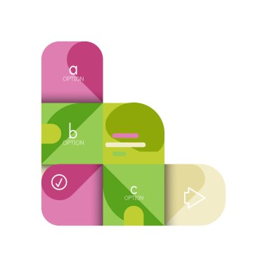 Infographics seçeneği ve adım adım içinde yuvarlak kareler, grafik, grafik, diyagram seçenekleri, parçalar, süreçleri ile unsuru