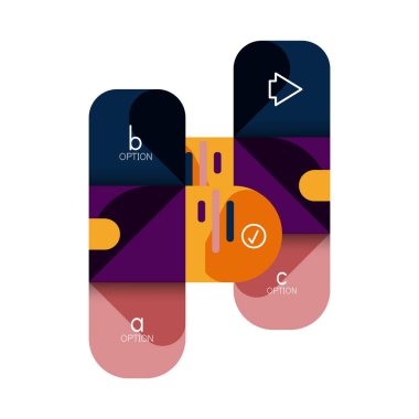 Infographics seçeneği ve adım adım içinde yuvarlak kareler, grafik, grafik, diyagram seçenekleri, parçalar, süreçleri ile unsuru