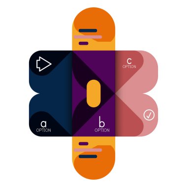 Infographics seçeneği ve adım adım içinde yuvarlak kareler, grafik, grafik, diyagram seçenekleri, parçalar, süreçleri ile unsuru