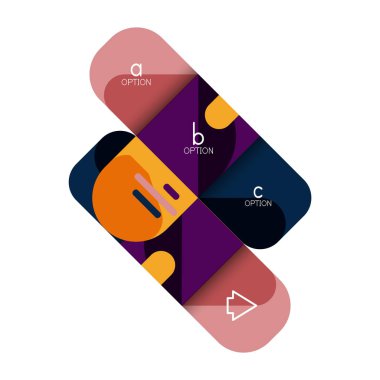 Infographics seçeneği ve adım adım içinde yuvarlak kareler, grafik, grafik, diyagram seçenekleri, parçalar, süreçleri ile unsuru