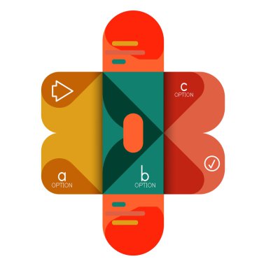 Infographics seçeneği ve adım adım içinde yuvarlak kareler, grafik, grafik, diyagram seçenekleri, parçalar, süreçleri ile unsuru