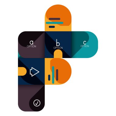 Infographics seçeneği ve adım adım içinde yuvarlak kareler, grafik, grafik, diyagram seçenekleri, parçalar, süreçleri ile unsuru