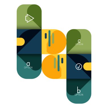 Infographics seçeneği ve adım adım içinde yuvarlak kareler, grafik, grafik, diyagram seçenekleri, parçalar, süreçleri ile unsuru