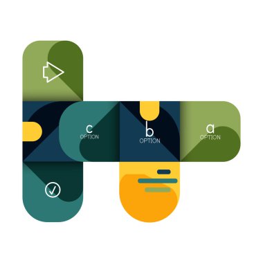 Infographics seçeneği ve adım adım içinde yuvarlak kareler, grafik, grafik, diyagram seçenekleri, parçalar, süreçleri ile unsuru