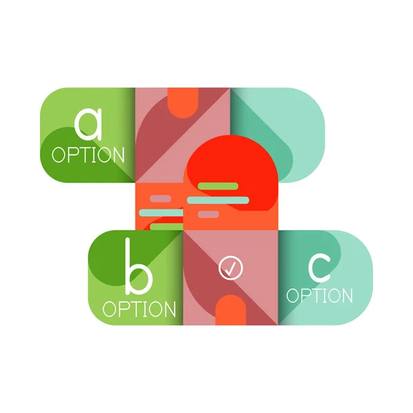Opzione infografica e passo dopo passo in quadrati arrotondati, elemento del grafico, grafico, diagramma con opzioni, parti, processi — Vettoriale Stock