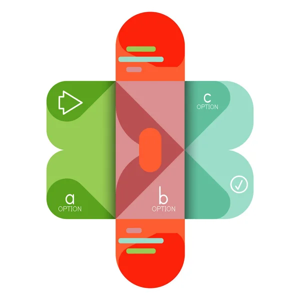 Opção de infográficos e passo a passo em quadrados arredondados, elemento de gráfico, gráfico, diagrama com opções, peças, processos — Vetor de Stock