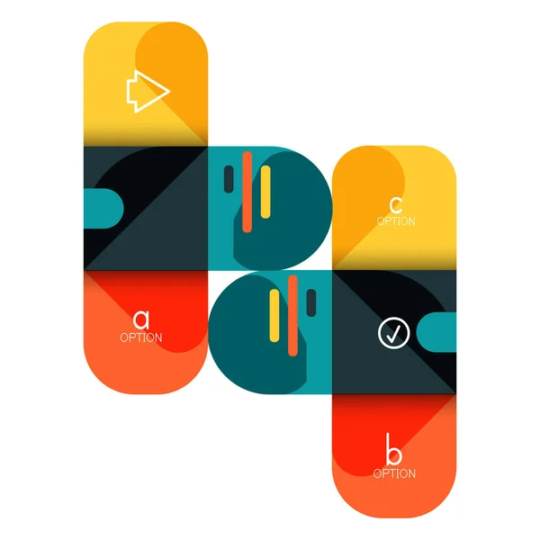 Infografías opción y paso a paso en cuadrados redondeados, elemento de gráfico, gráfico, diagrama con opciones, piezas, procesos — Archivo Imágenes Vectoriales