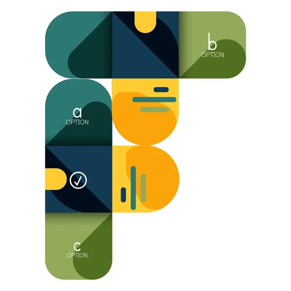 Infografik Option und Schritt für Schritt in abgerundeten Quadraten, Element von Diagramm, Diagramm, Diagramm mit Optionen, Teilen, Prozessen — Stockvektor