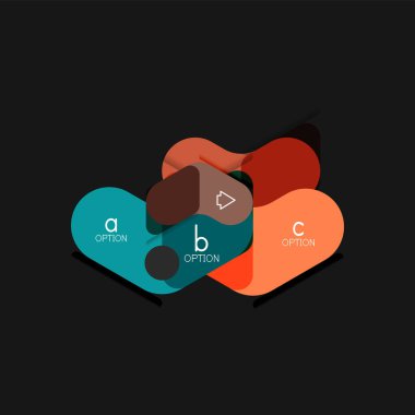 Düz tasarım geometrik infographics, ok şekli vektör etiket veya etiket, Fiyat etiketleri, promosyon rozet, simgesi tasarım, kağıt tarzı düzeni verileri grafik görselleştirme adım adım süreci için için teklif