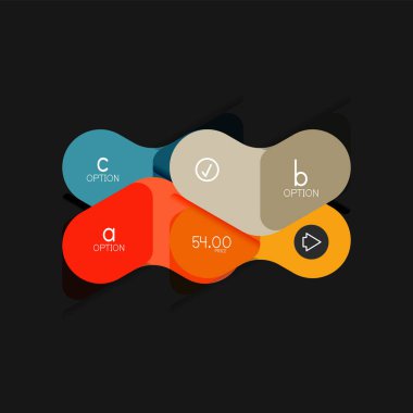 Düz tasarım geometrik infographics, ok şekli vektör etiket veya etiket, Fiyat etiketleri, promosyon rozet, simgesi tasarım, kağıt tarzı düzeni verileri grafik görselleştirme adım adım süreci için için teklif