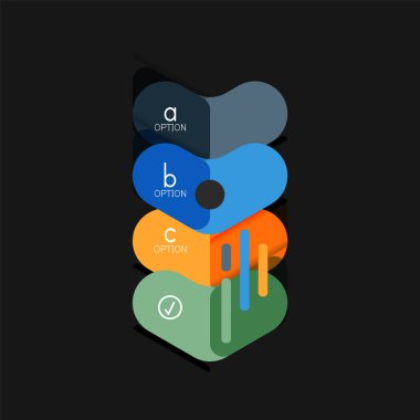 Düz tasarım geometrik infographics, ok şekli vektör etiket veya etiket, Fiyat etiketleri, promosyon rozet, simgesi tasarım, kağıt tarzı düzeni verileri grafik görselleştirme adım adım süreci için için teklif