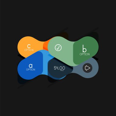 Düz tasarım geometrik infographics, ok şekli vektör etiket veya etiket, Fiyat etiketleri, promosyon rozet, simgesi tasarım, kağıt tarzı düzeni verileri grafik görselleştirme adım adım süreci için için teklif