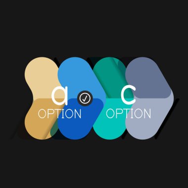 Düz tasarım geometrik infographics, ok şekli vektör etiket veya etiket, Fiyat etiketleri, promosyon rozet, simgesi tasarım, kağıt tarzı düzeni verileri grafik görselleştirme adım adım süreci için için teklif