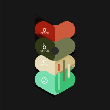 Düz tasarım geometrik infographics, ok şekli vektör etiket veya etiket, Fiyat etiketleri, promosyon rozet, simgesi tasarım, kağıt tarzı düzeni verileri grafik görselleştirme adım adım süreci için için teklif