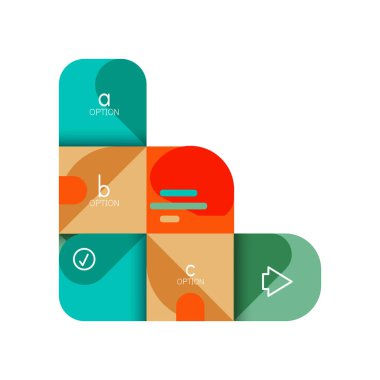 Infographics seçeneği ve adım adım içinde yuvarlak kareler, grafik, grafik, diyagram seçenekleri, parçalar, süreçleri ile unsuru