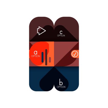 Infographics seçeneği ve adım adım içinde yuvarlak kareler, grafik, grafik, diyagram seçenekleri, parçalar, süreçleri ile unsuru