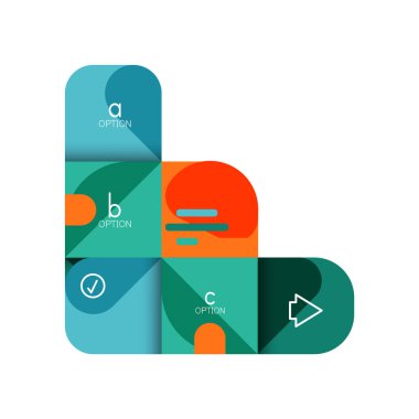 Infographics seçeneği ve adım adım içinde yuvarlak kareler, grafik, grafik, diyagram seçenekleri, parçalar, süreçleri ile unsuru