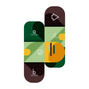 Infographics seçeneği ve adım adım içinde yuvarlak kareler, grafik, grafik, diyagram seçenekleri, parçalar, süreçleri ile unsuru