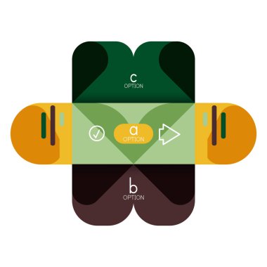 Infographics seçeneği ve adım adım içinde yuvarlak kareler, grafik, grafik, diyagram seçenekleri, parçalar, süreçleri ile unsuru