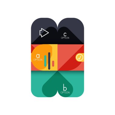 Infographics seçeneği ve adım adım içinde yuvarlak kareler, grafik, grafik, diyagram seçenekleri, parçalar, süreçleri ile unsuru