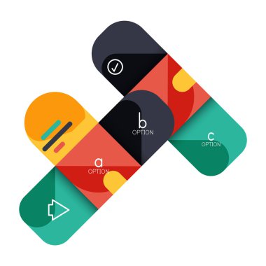 Infographics seçeneği ve adım adım içinde yuvarlak kareler, grafik, grafik, diyagram seçenekleri, parçalar, süreçleri ile unsuru. Sunuyu veya web bilgi ekranı için vektör iş şablonu