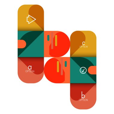 Infographics seçeneği ve adım adım içinde yuvarlak kareler, grafik, grafik, diyagram seçenekleri, parçalar, süreçleri ile unsuru