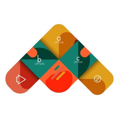 Infographics seçeneği ve adım adım içinde yuvarlak kareler, grafik, grafik, diyagram seçenekleri, parçalar, süreçleri ile unsuru