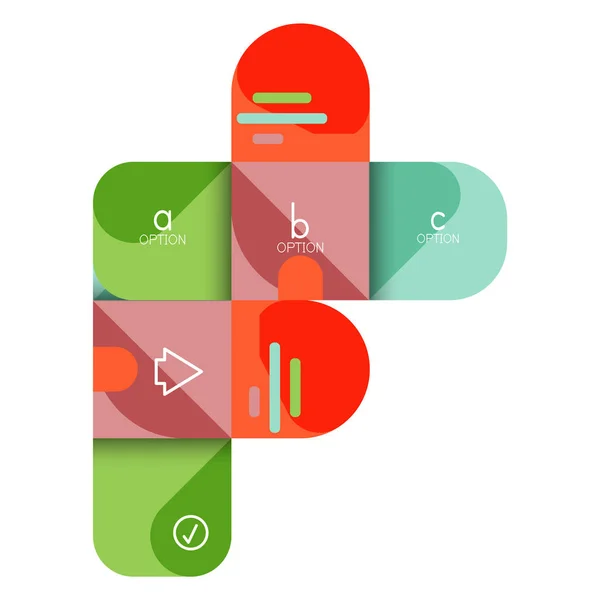 Infografik Option und Schritt für Schritt in abgerundeten Quadraten, Element von Diagramm, Diagramm, Diagramm mit Optionen, Teilen, Prozessen — Stockvektor