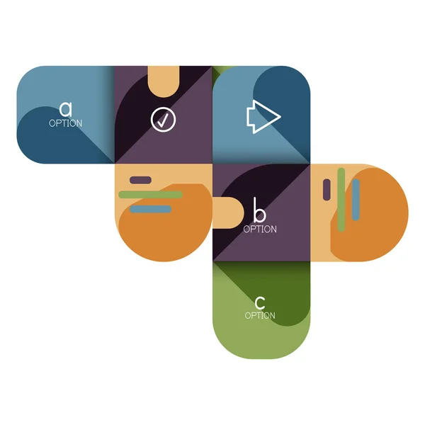 Infografik Option und Schritt für Schritt in abgerundeten Quadraten, Element von Diagramm, Diagramm, Diagramm mit Optionen, Teilen, Prozessen — Stockvektor